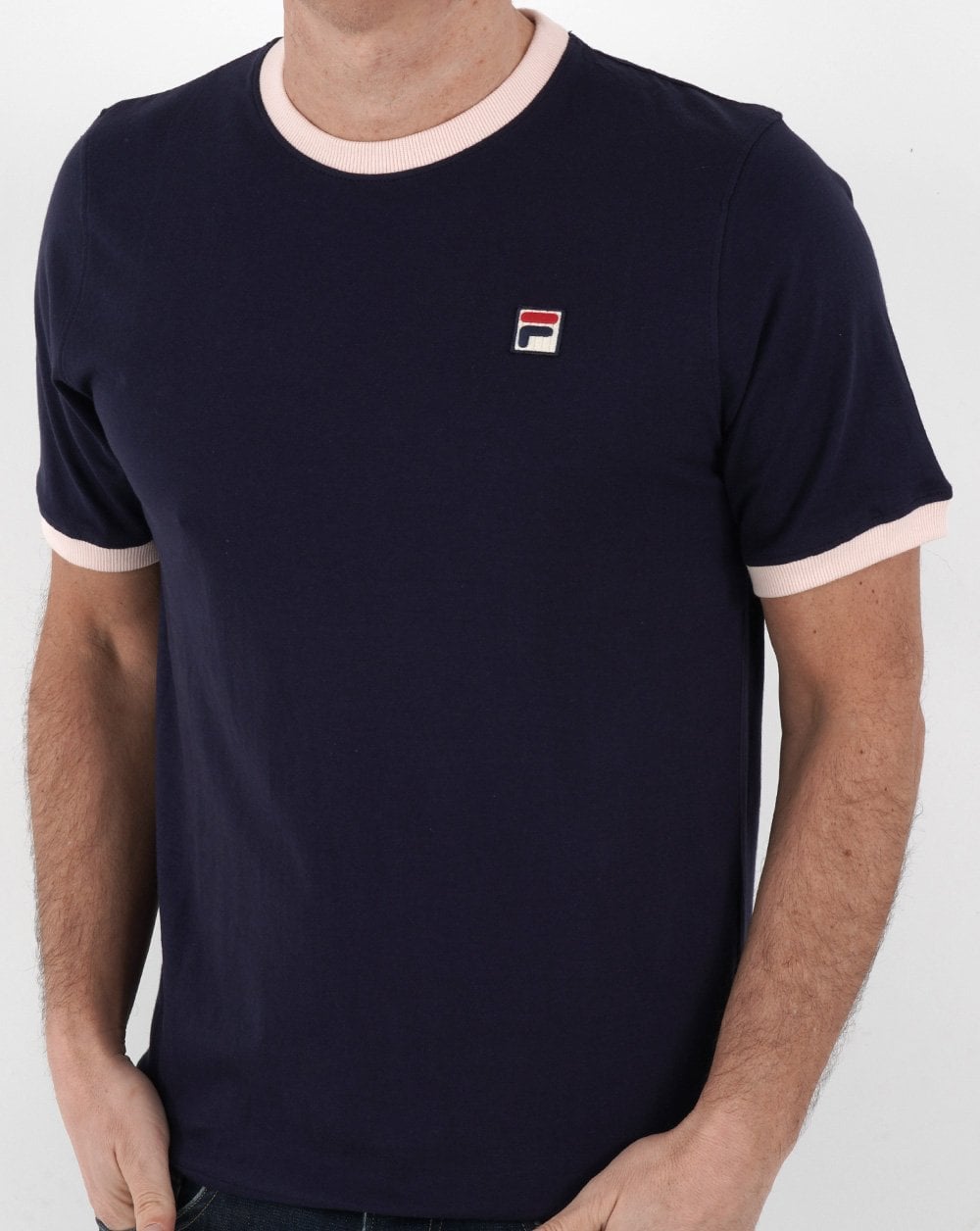Fila Vintage Ringer T-Shirt Marineblau/Pink
