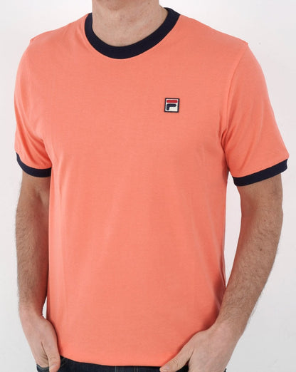 Fila Vintage Ringer T-Shirt Koralle/Marineblau