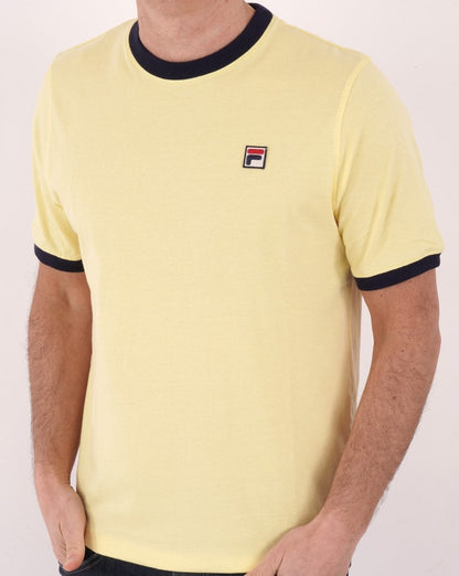 Fila Vintage Ringer T-Shirt Gelb/Marineblau