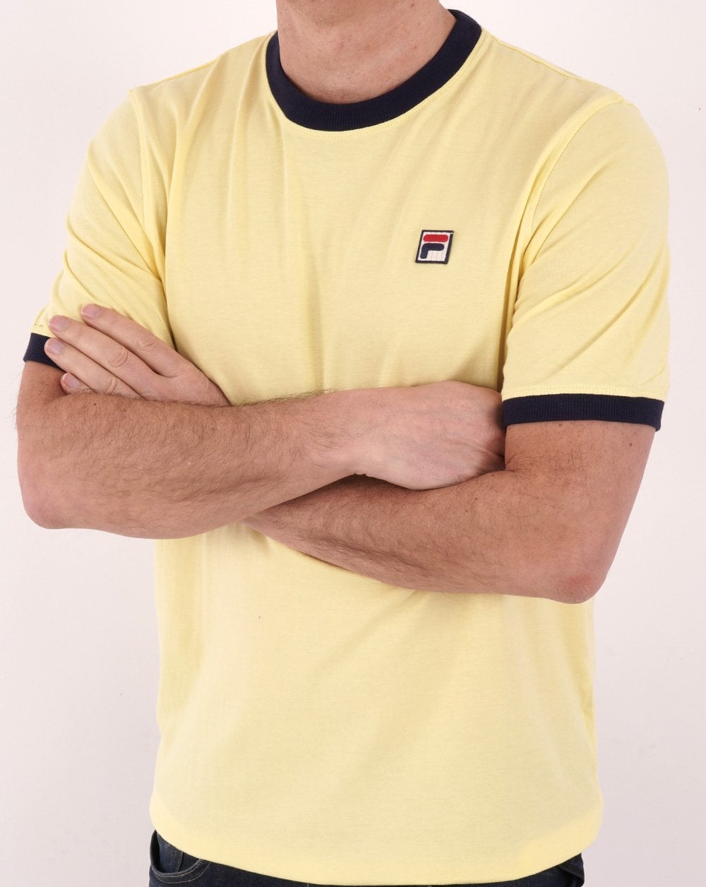 Fila Vintage Ringer T-Shirt Gelb/Marineblau