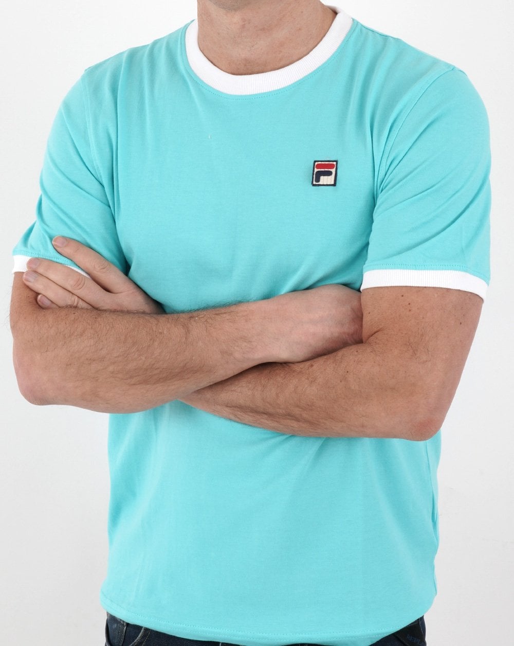 Fila Vintage Ringer T-Shirt Blau/Weiß