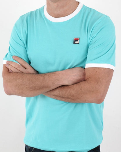 Fila Vintage Ringer T-Shirt Blau/Weiß