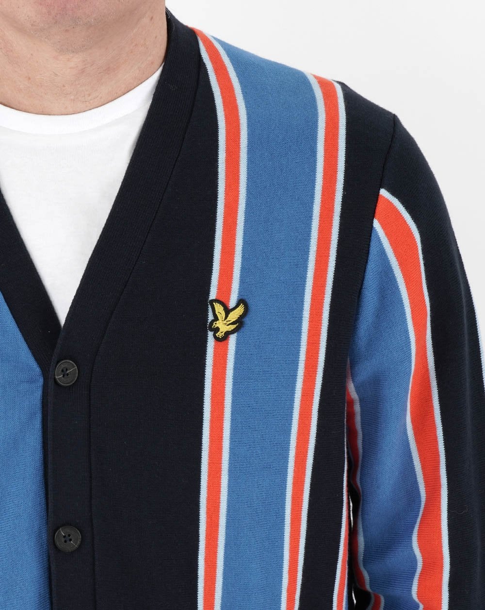 Lyle &amp; Scott Gestreifte Strickjacke Rot/Blau