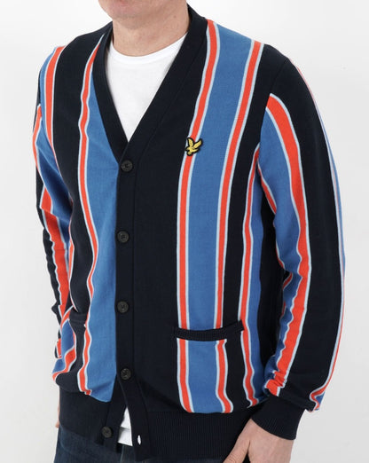 Lyle &amp; Scott Gestreifte Strickjacke Rot/Blau
