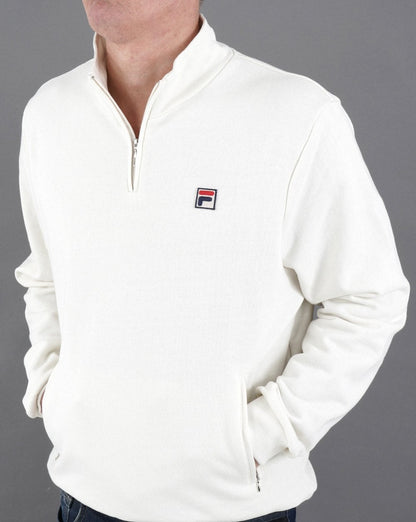 Fila Vintage Raffy 1/4 Zip Sweatshirt Off White