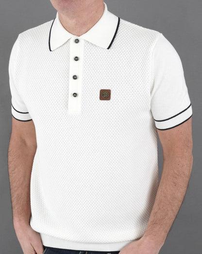 Strukturiertes Strick-Poloshirt Trojan Ecru