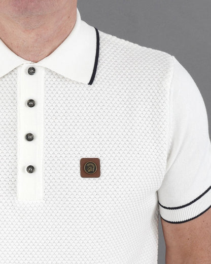 Strukturiertes Strick-Poloshirt Trojan Ecru