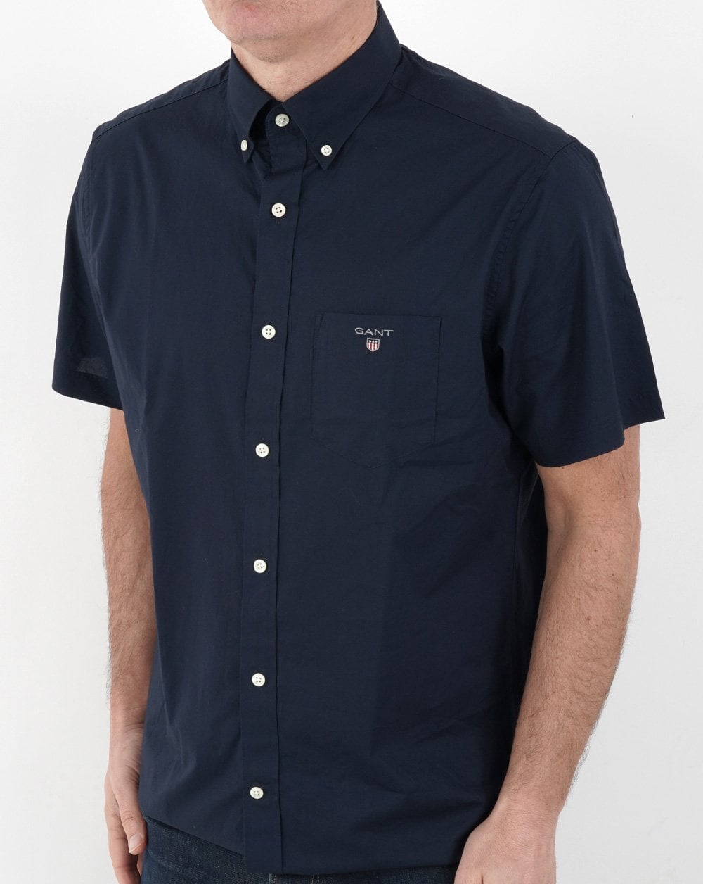 Gant Broadcloth Kurzarmhemd, Marineblau
