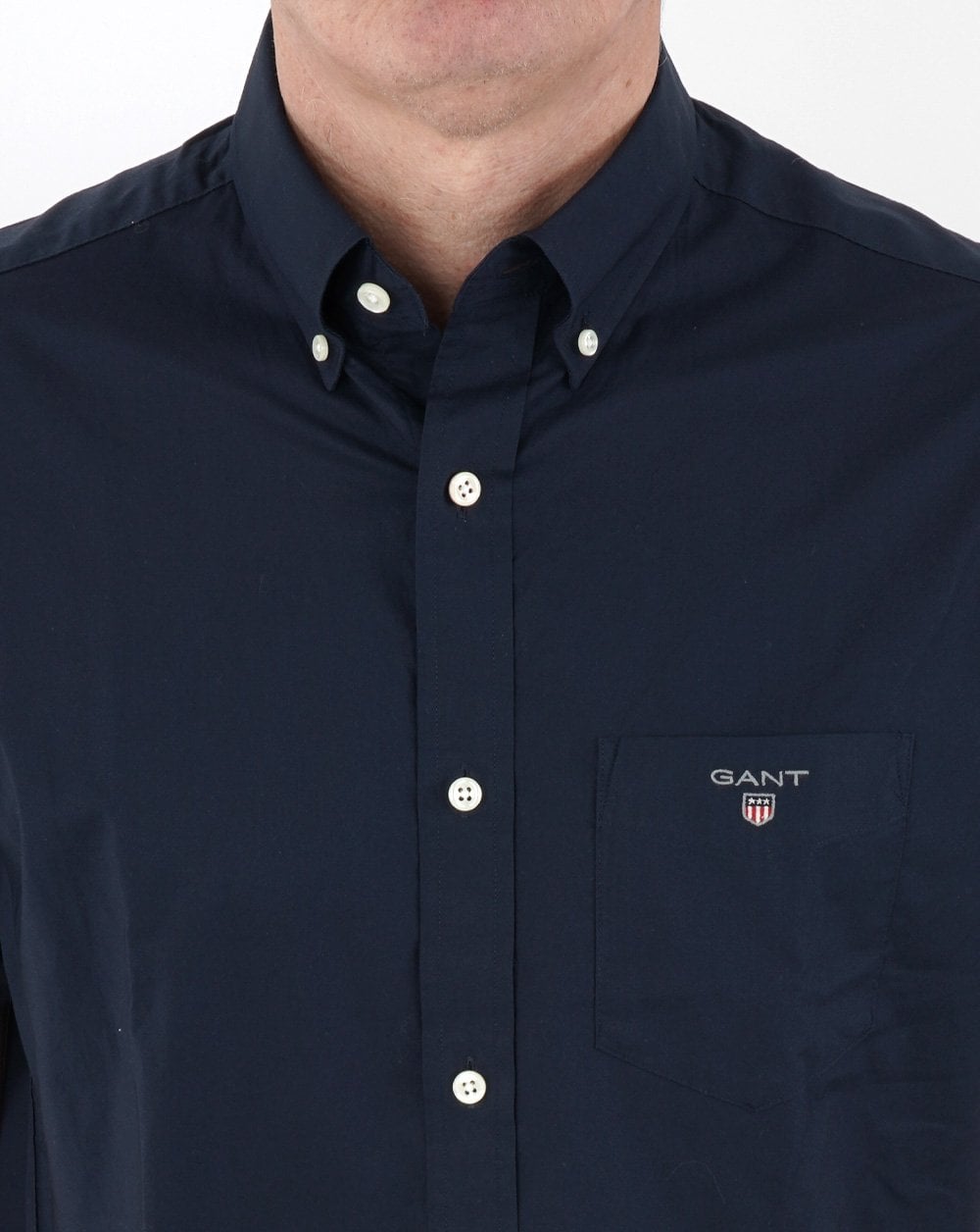 Gant Broadcloth Kurzarmhemd, Marineblau
