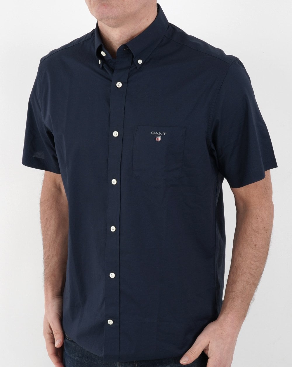 Gant Broadcloth Kurzarmhemd, Marineblau