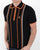 Trojan Striped Knit Polo Shirt Black