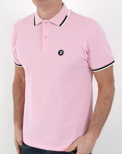Trojan Poloshirt mit Jacquard-Besatz in Rosa