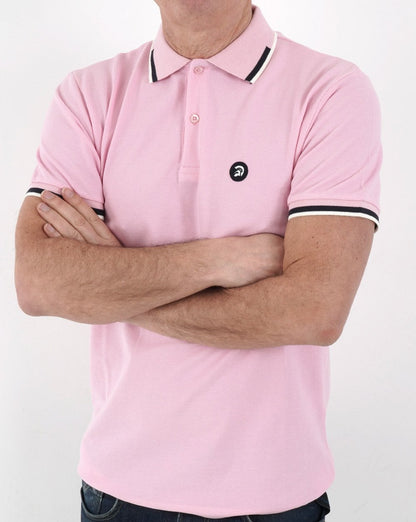 Trojan Poloshirt mit Jacquard-Besatz in Rosa