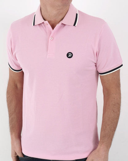 Trojan Poloshirt mit Jacquard-Besatz in Rosa