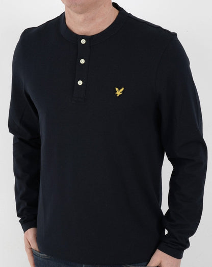 Lyle &amp; Scott – Langärmliges Henley-T-Shirt in Marineblau