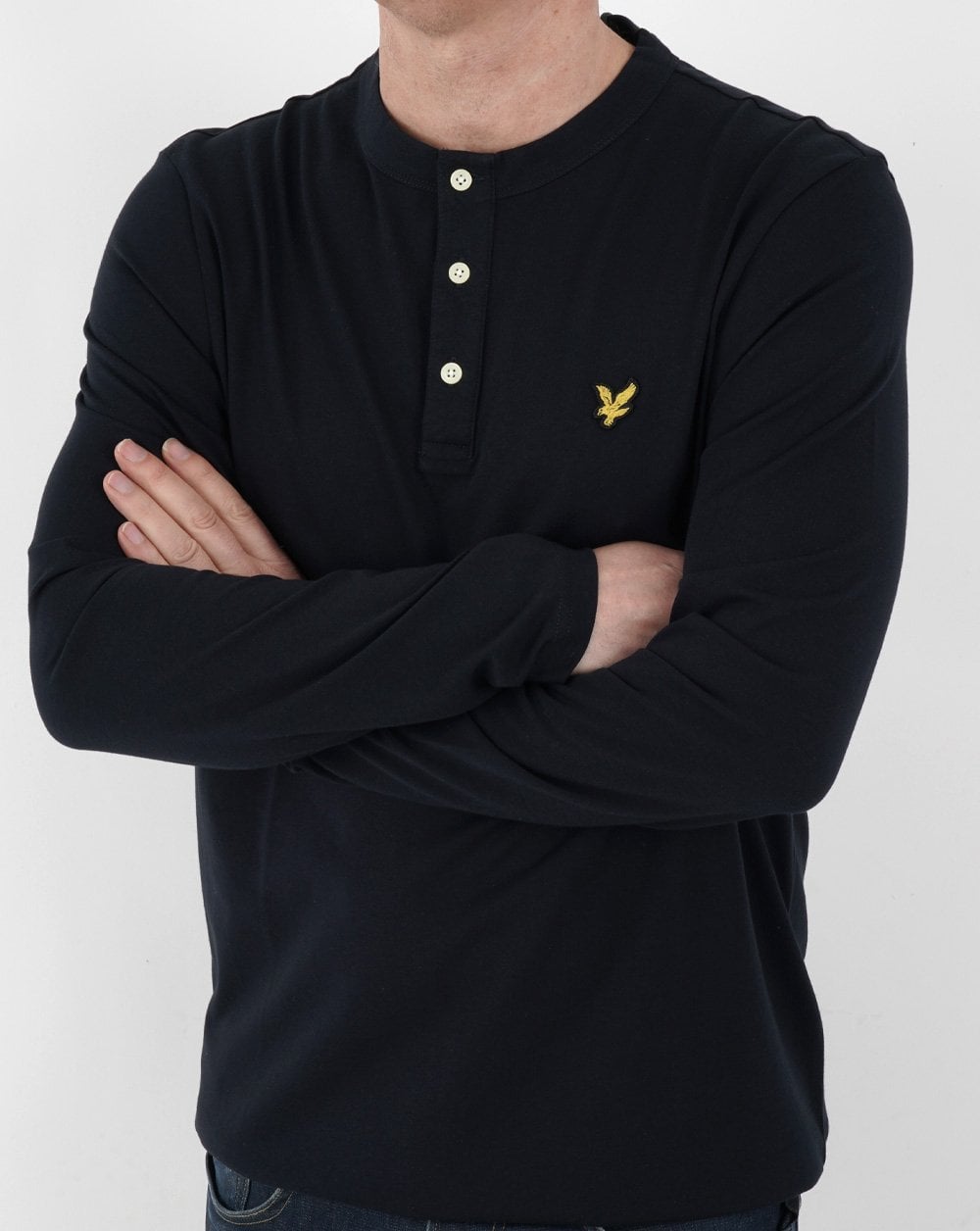 Lyle &amp; Scott – Langärmliges Henley-T-Shirt in Marineblau