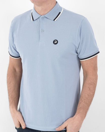 Trojan – Poloshirt mit Jacquardbesatz in Himmelblau