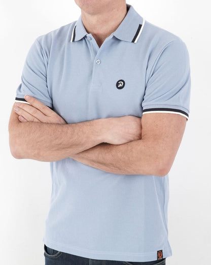 Trojan – Poloshirt mit Jacquardbesatz in Himmelblau