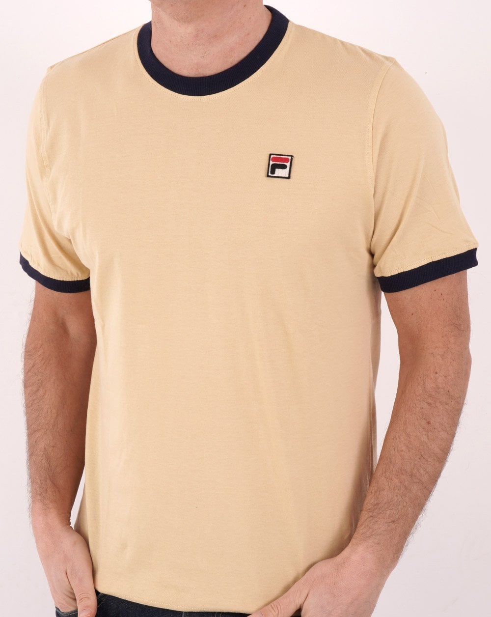Fila Vintage Ringer T-Shirt Sand/Marineblau