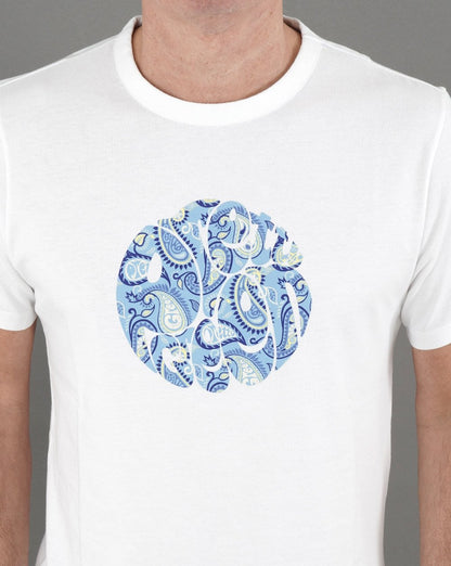 Pretty Green – T-Shirt mit Paisley-Logo in Weiß