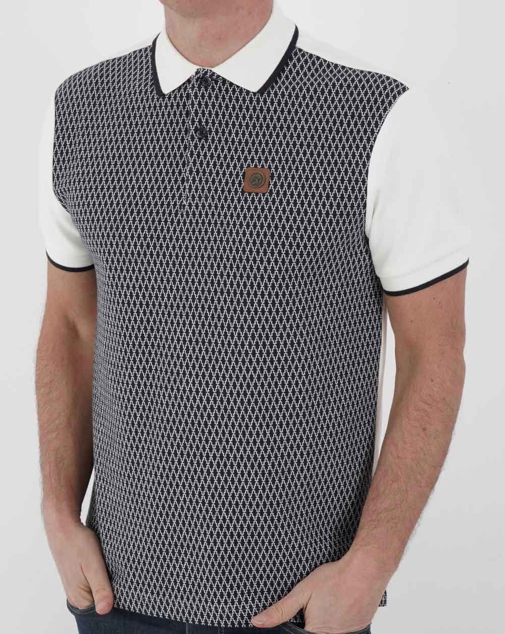 Trojan Poloshirt mit geometrischem Panel, Ecru