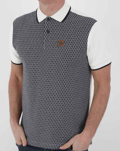 Trojan Poloshirt mit geometrischem Panel, Ecru