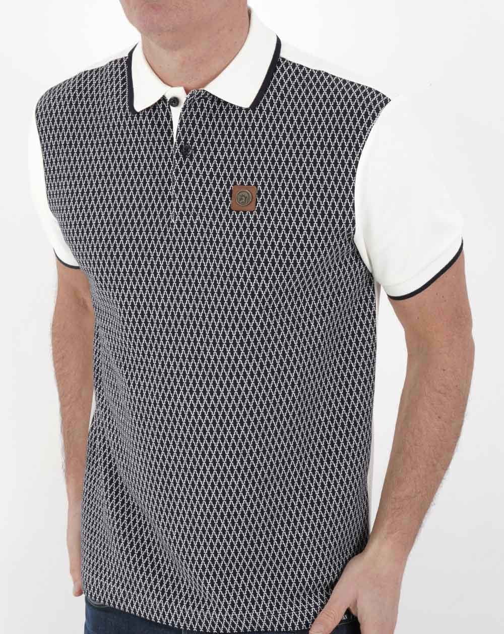 Trojan Poloshirt mit geometrischem Panel, Ecru