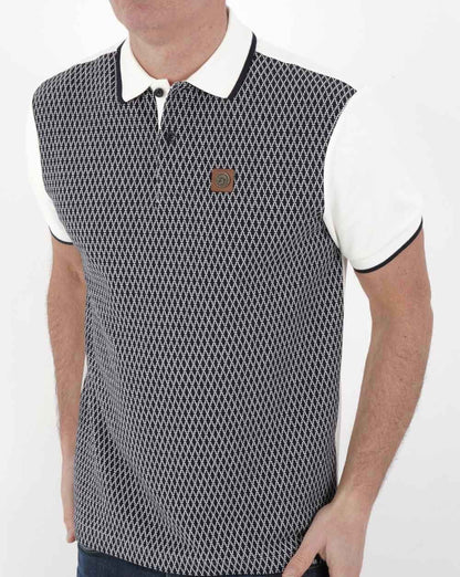Trojan Poloshirt mit geometrischem Panel, Ecru