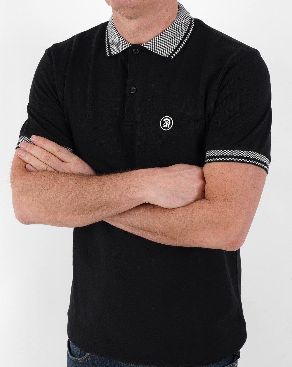 Trojan Poloshirt mit Schachbrettmuster in Schwarz