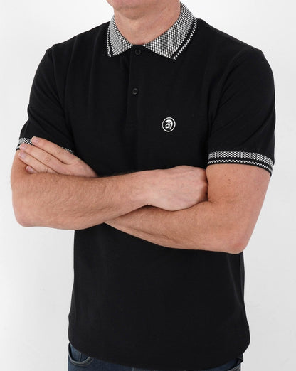 Trojan Poloshirt mit Schachbrettmuster in Schwarz