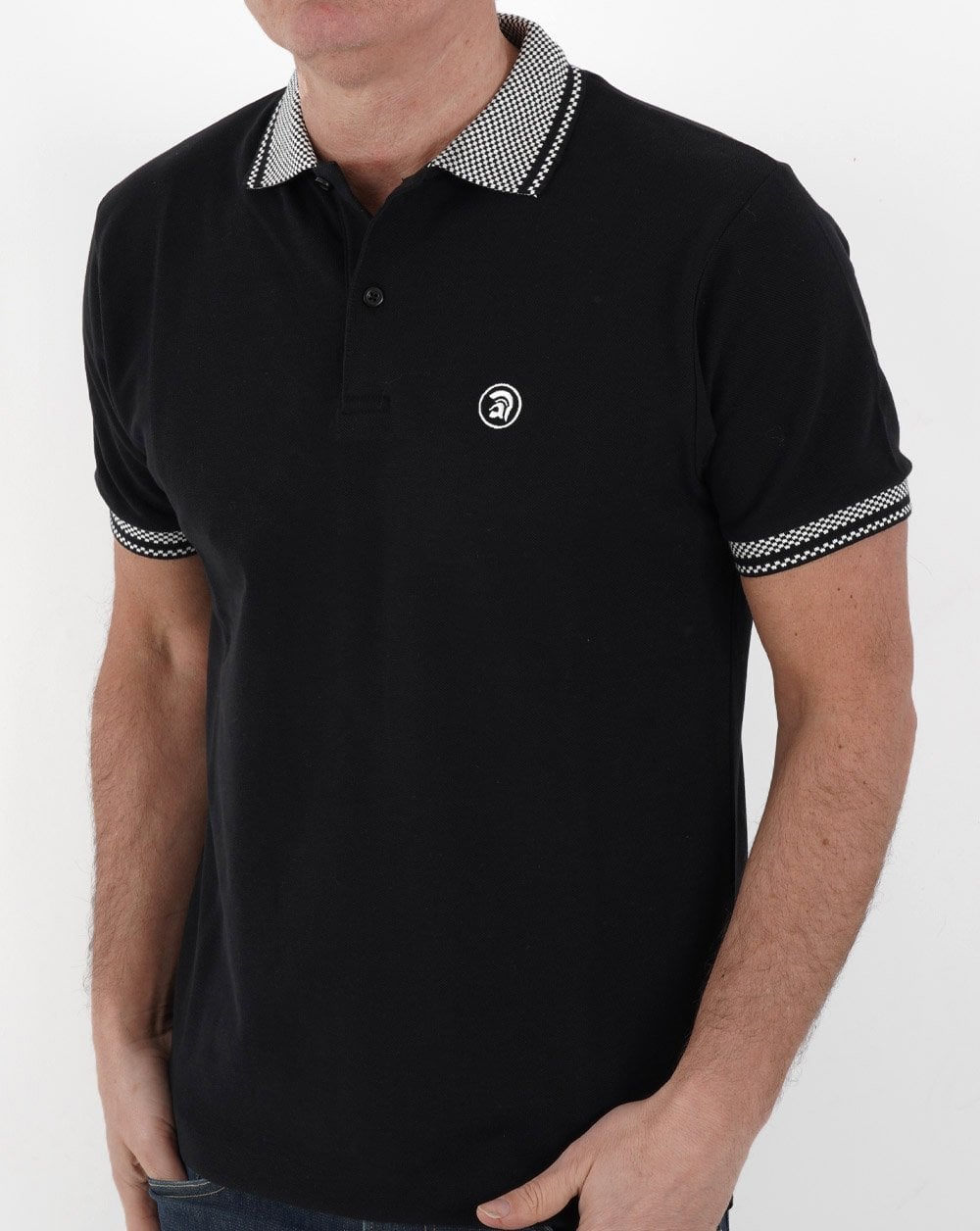 Trojan Poloshirt mit Schachbrettmuster in Schwarz