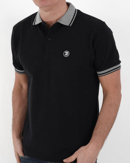 Trojan Poloshirt mit Schachbrettmuster in Schwarz