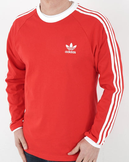 Adidas Originals 3-Streifen Langarm-T-Shirt Leuchtendes Rot