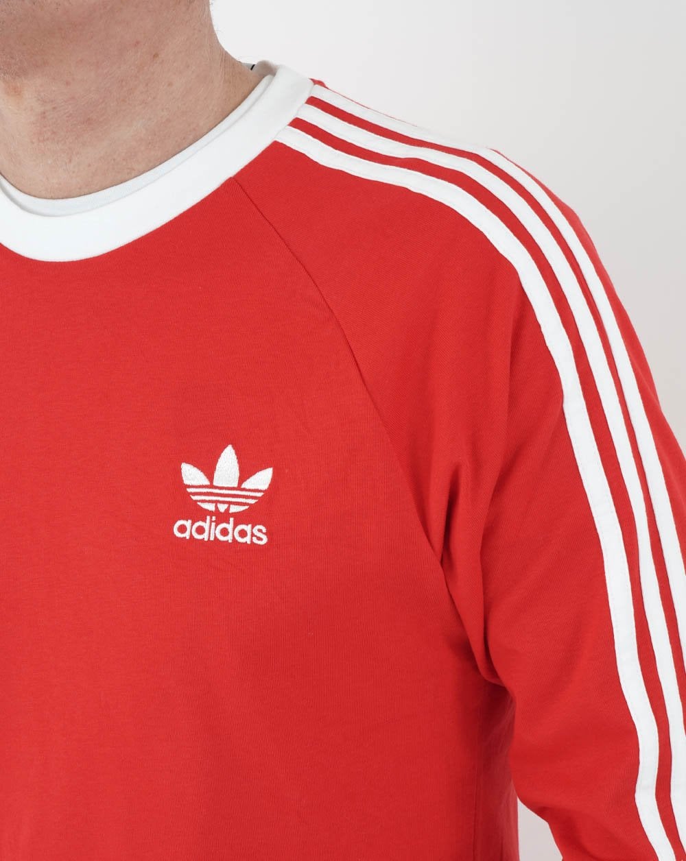 Adidas Originals 3-Streifen Langarm-T-Shirt Leuchtendes Rot
