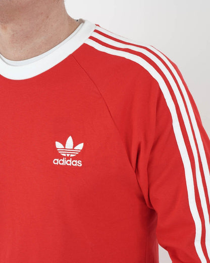 Adidas Originals 3-Streifen Langarm-T-Shirt Leuchtendes Rot