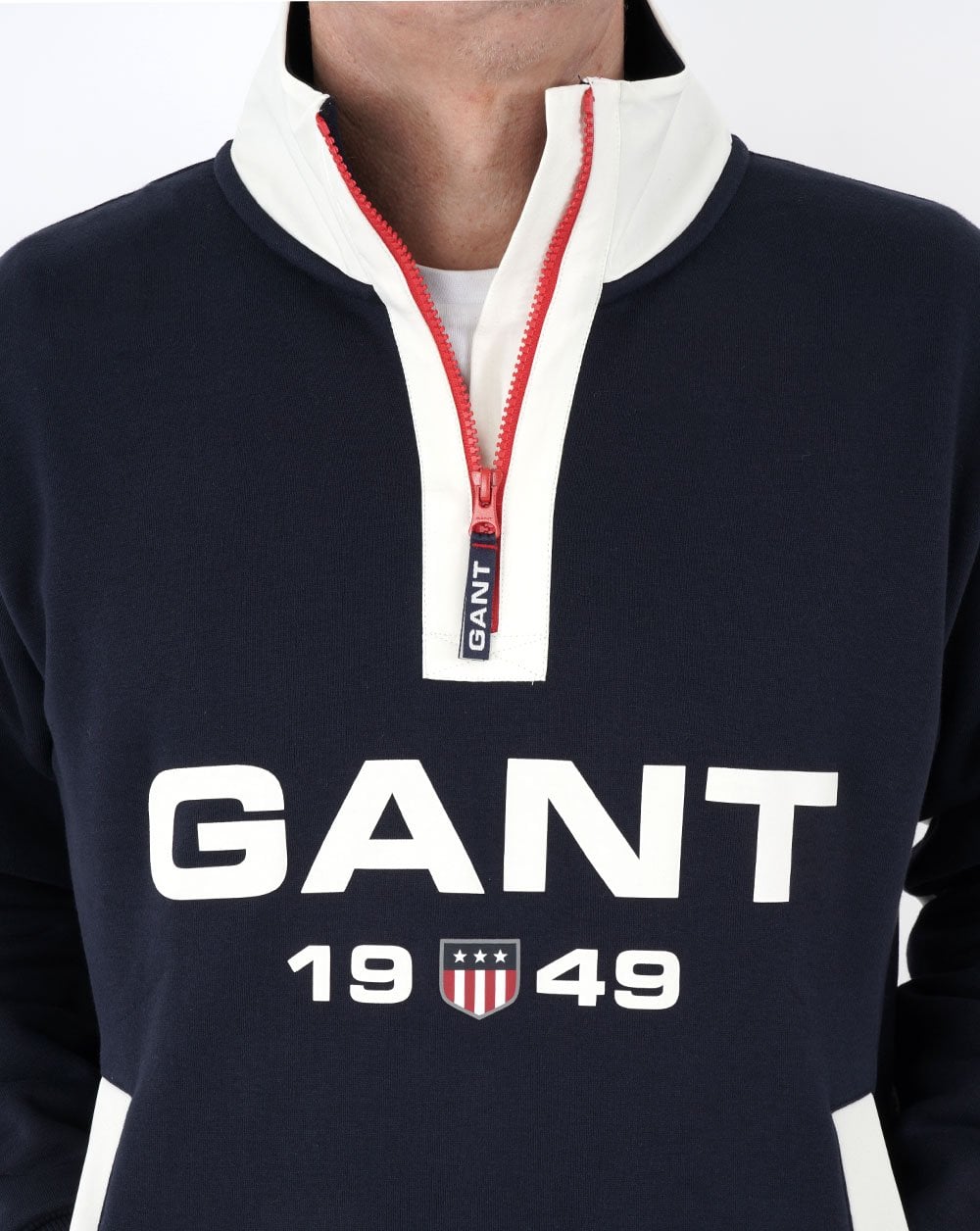 Gant Retro Logo Half Zip Sweat Navy
