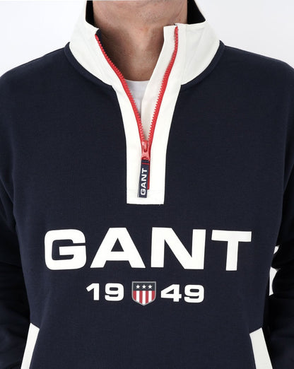Gant Retro Logo Half Zip Sweatshirt Marineblau