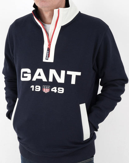 Gant Retro Logo Half Zip Sweatshirt Marineblau