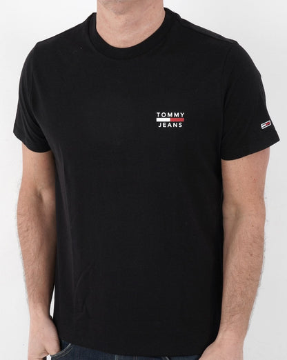 Tommy Jeans – Schwarzes T-Shirt mit Logo auf der Brust