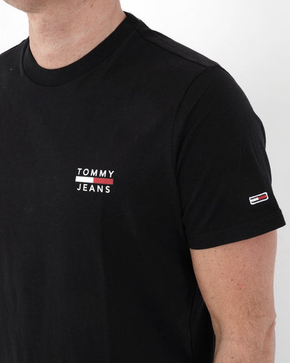 Tommy Jeans – Schwarzes T-Shirt mit Logo auf der Brust
