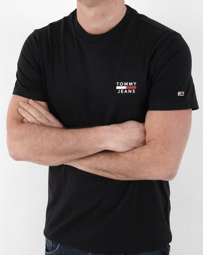 Tommy Jeans – Schwarzes T-Shirt mit Logo auf der Brust