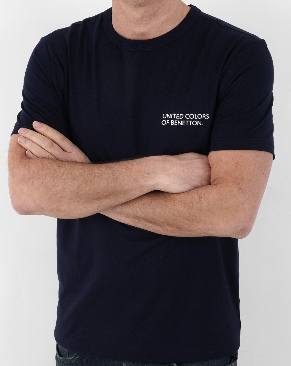 Benetton – T-Shirt mit Logo-Print in Marineblau