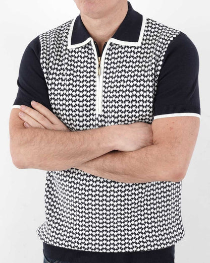 Ska &amp; Soul Diamond Knit Poloshirt Marineblau