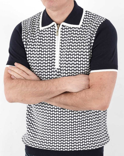 Ska &amp; Soul Diamond Knit Poloshirt Marineblau