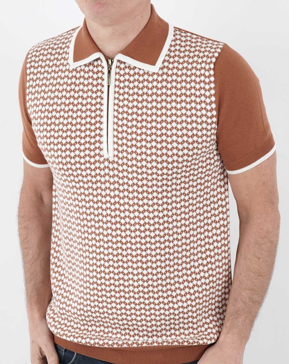 Ska &amp; Soul Diamond Strick-Poloshirt Ingwer