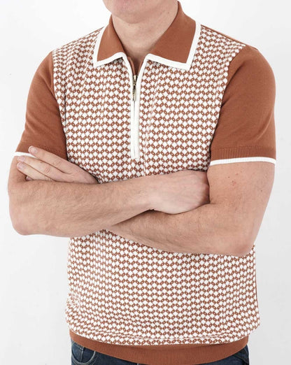 Ska &amp; Soul Diamond Strick-Poloshirt Ingwer