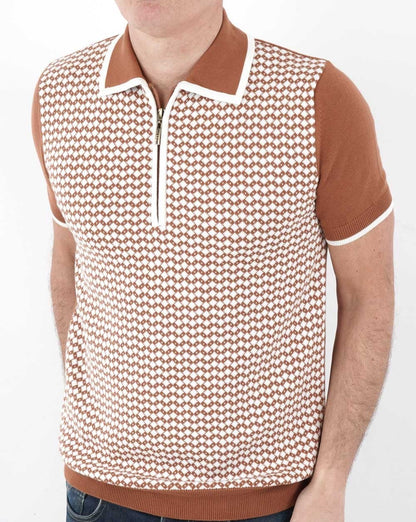 Ska &amp; Soul Diamond Strick-Poloshirt Ingwer