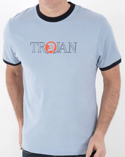 Trojan Outline Logo T-Shirt Himmelblau