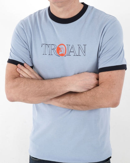 Trojan Outline Logo T-Shirt Himmelblau