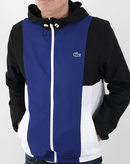 Lacoste Sport Kapuzenjacke Schwarz/Blau/Weiß